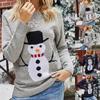 Women's Fashion Snowman Christmas Sweater Snowflake Round Neck Christmas Sweater