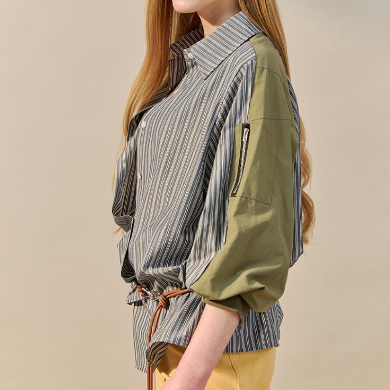 Maxza Stripe Color Block Sleeve Shirt Zf04qb003nh