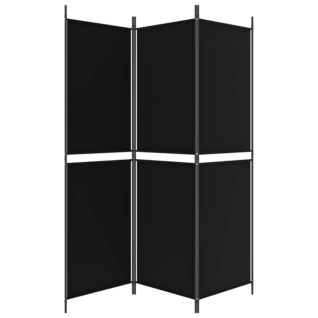 3 Piece Black Folding Screen 150 x 180 cm Fabric