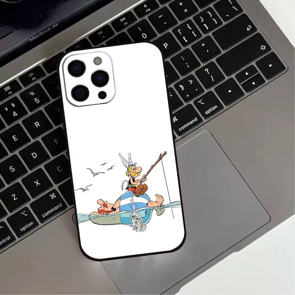 A-Астерикс C-Мультфильм O-Обеликс Чехол для телефона для iPhone 17,16,15,14,13,12,11 Plus,Pro Max,XS,Мягкий силиконовый черный чехол