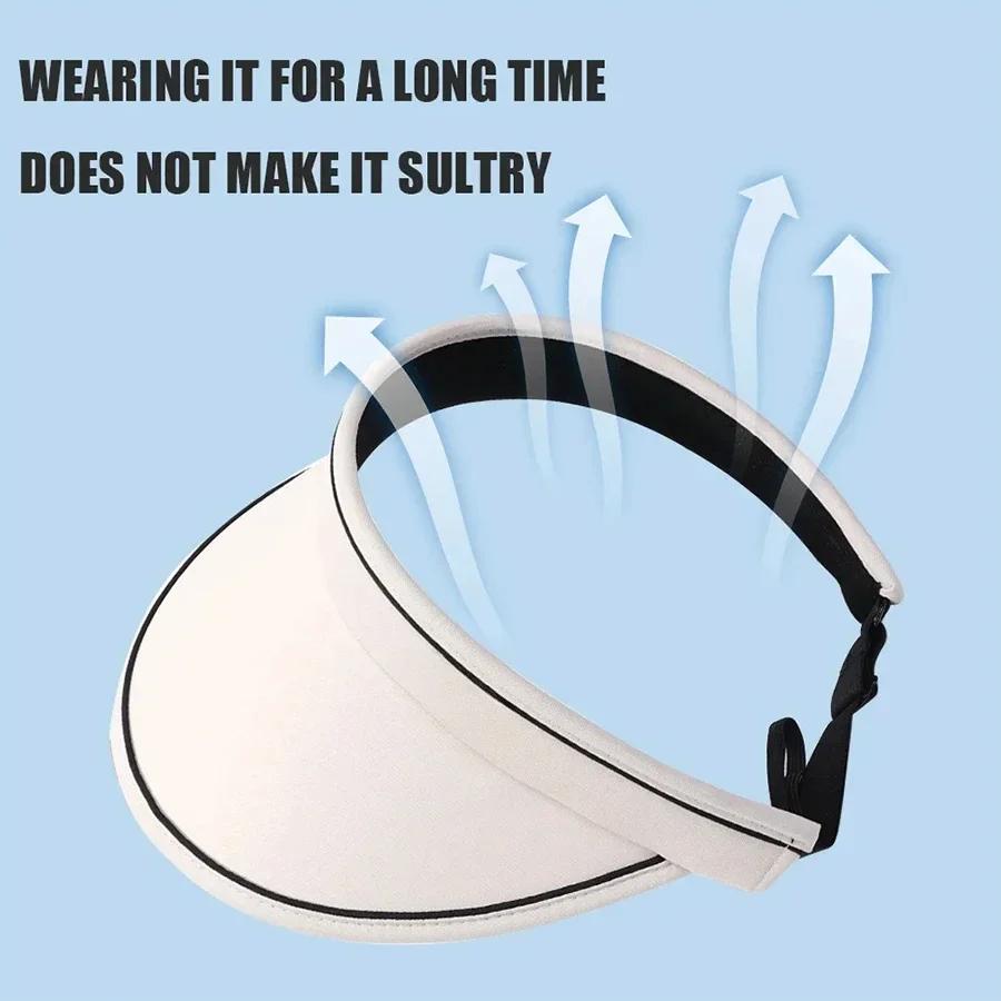 Stylish Summer Empty Top Sun Hat Wide Brim Visor Hat Women Portable Outdoor Sports Beach Cycling Uv Protection Sunshade Hat