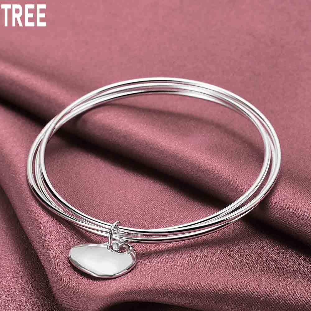 Браслет из стерлингового серебра 925 пробы с тремя кольцами-сердечками, модный шарм, свадебное украшение