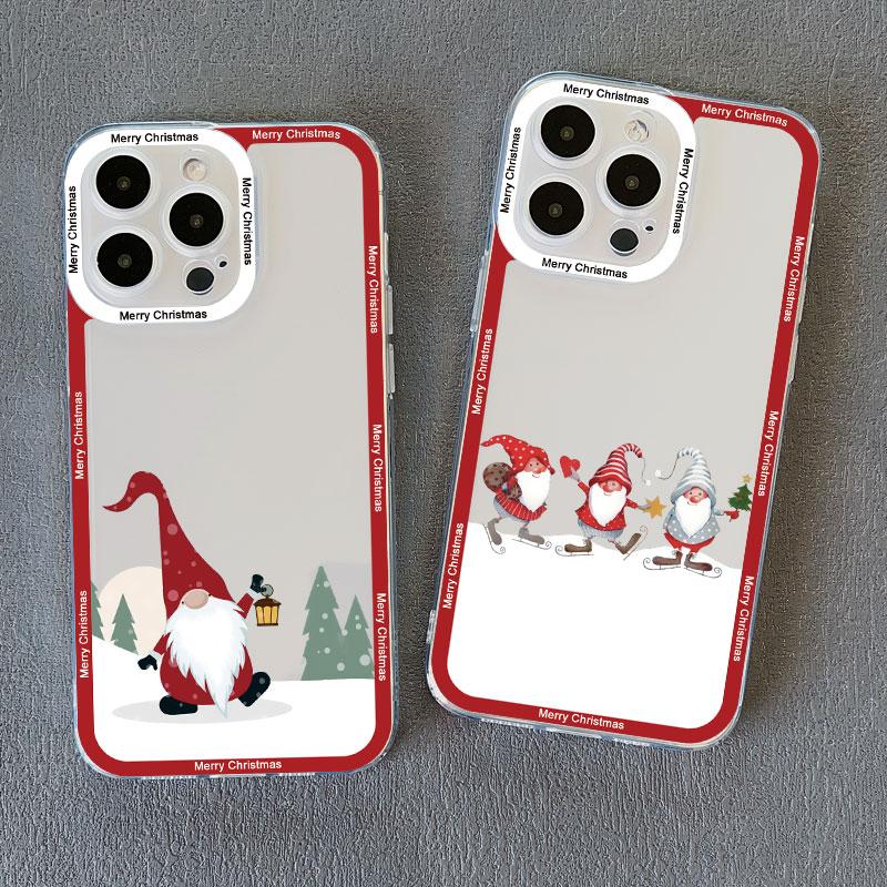 Новый год Рождество Санта-Клаус Прозрачный чехол для телефона для IPhone 15 Pro Max 14 13 12 11 Pro Max 15 14 7 8 Plus X XR XS Милый задний чехол