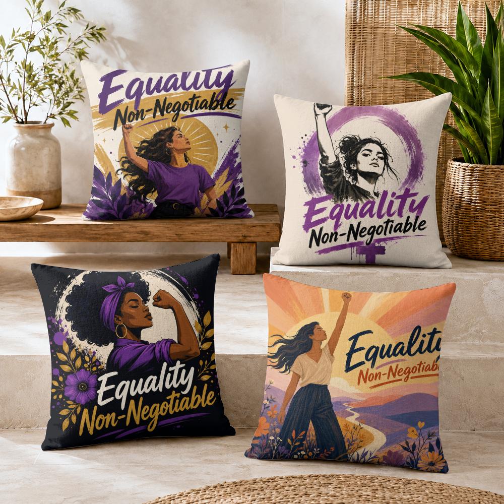 Equality NonNegotiable Cushion Cover Durable Hypoallergenic Organic Linen Pillow Cover Short Size Washable SkinFriendly