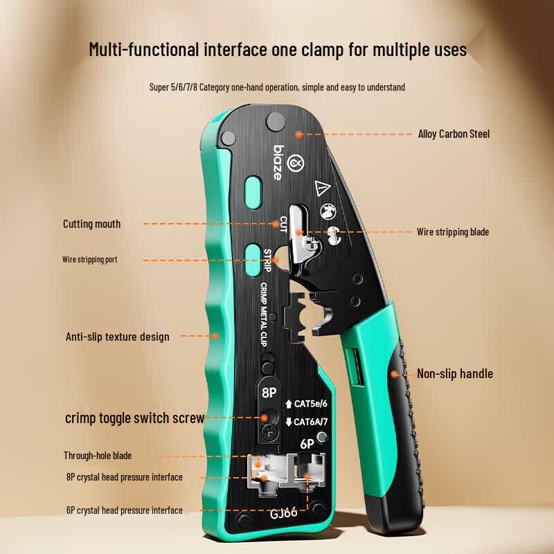 BIAZE RJ45 Pass-Through Network Cable Crimping Tool