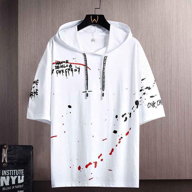 Мужская летняя рубашка с рукавом Five Points, большого размера, однотонная, свободная, с капюшоном, повседневная, с спортивными принтами, с коротким рукавом