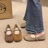 Ретро замша, легкий вырез с юбкой, одинарная обувь на плоской подошве, новый ремешок с одной пряжкой, обувь Дуду, круглый носок, туфли Мэри Джейн для женщин