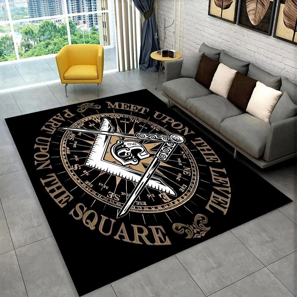 3D Freemason Masonic Illuminati Ring Area Rug,All Seeing Eye Carpet Rug for Living Room Bedroom Doormat Decor,Non-slip Floor Mat