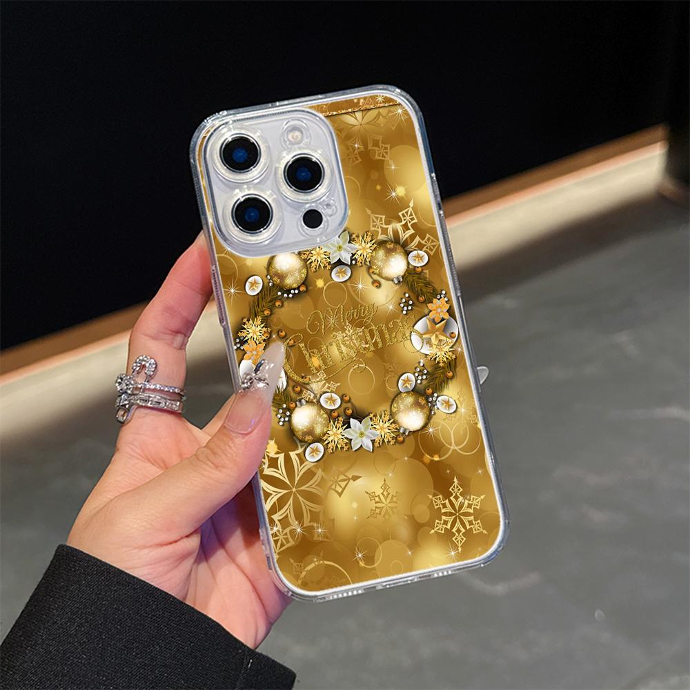 Ae116 Merry Christmas Happy New Year art Magsafe Transparent Cases для Samsung S23 S24 Ultra S21 iPhone 16 Pro Max Magnetic Wireless Charge Back Cover