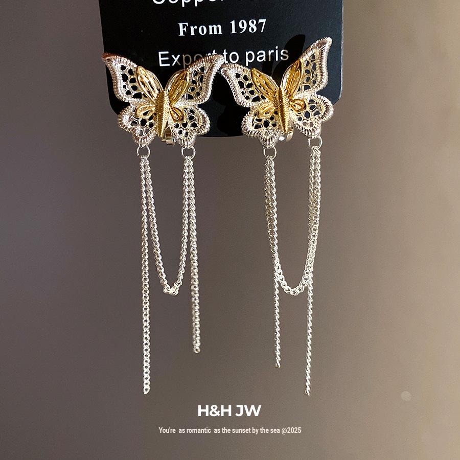 K real gold electroplated butterfly clips  without ear piercings, exquisite earrings, light luxury and high-end sense, versatile earrings design sense