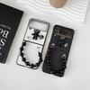Простой складной чехол для телефона с рисунком кофейного медведя и браслетом для Samsung Galaxy Z Flip 3 4 5 6