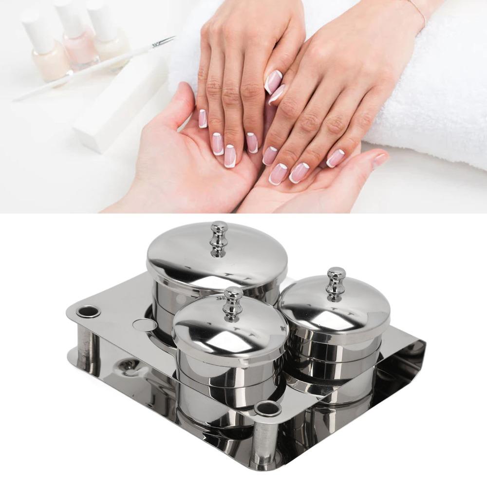3 Pcs Sturdy Stainless Steel Nail Powder Dappen Dish For Nail Design