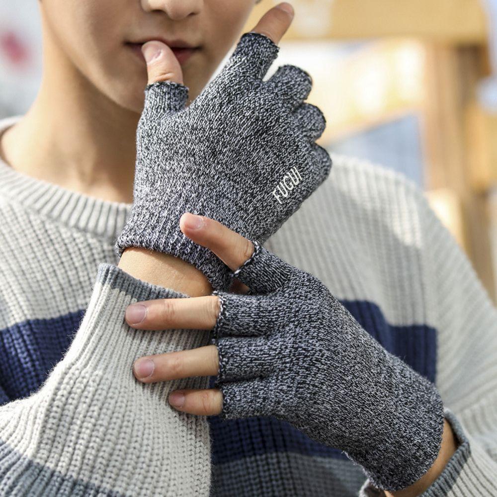 Two Finger Unisex Short Half Finger Driving Mittens Cycling Gloves Man Gloves  Mittens