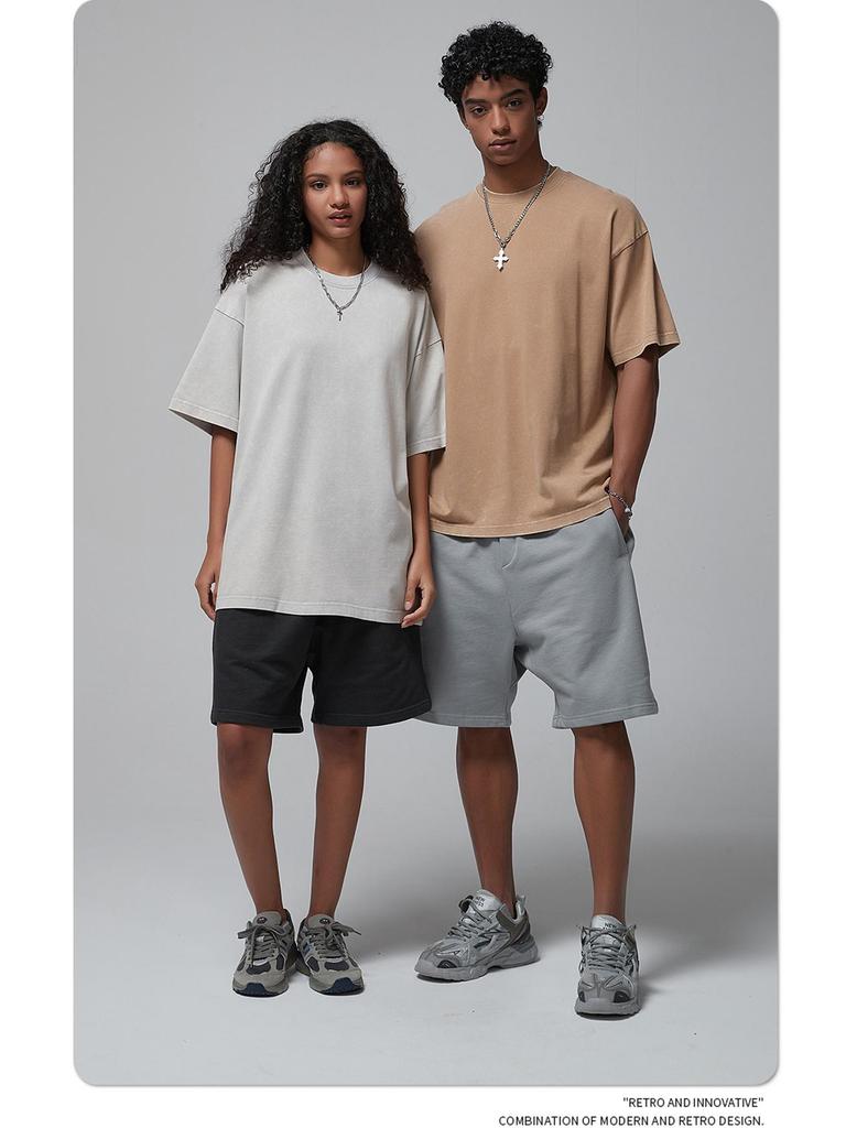 ARTIE Men's 2024 Summer 325g Batik Washed Distressed Retro T-Shirt - American Fashion Short Sleeve