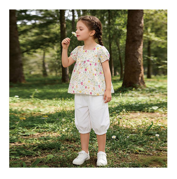 Girls' shirt, pure cotton casual doll jacket, summer new style, sweet and breathable T-shirt for children, top for girls