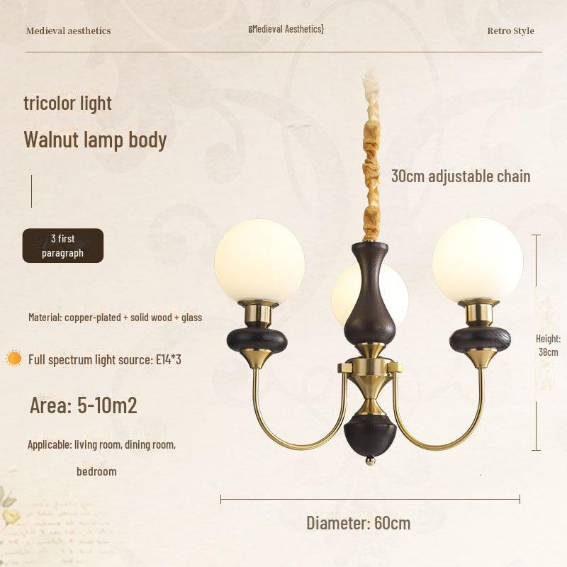 Люстра из цельного дерева в средневековом стиле: Французский художественный дизайн для гостиной, спальни или ресторана