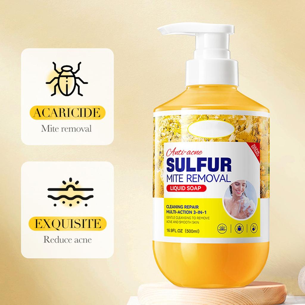 Гель для душа Sulfur Anti-Mite используется для зудящей кожи и может эффективно очищать и питать сухую, потрескавшуюся и зудящую кожу.