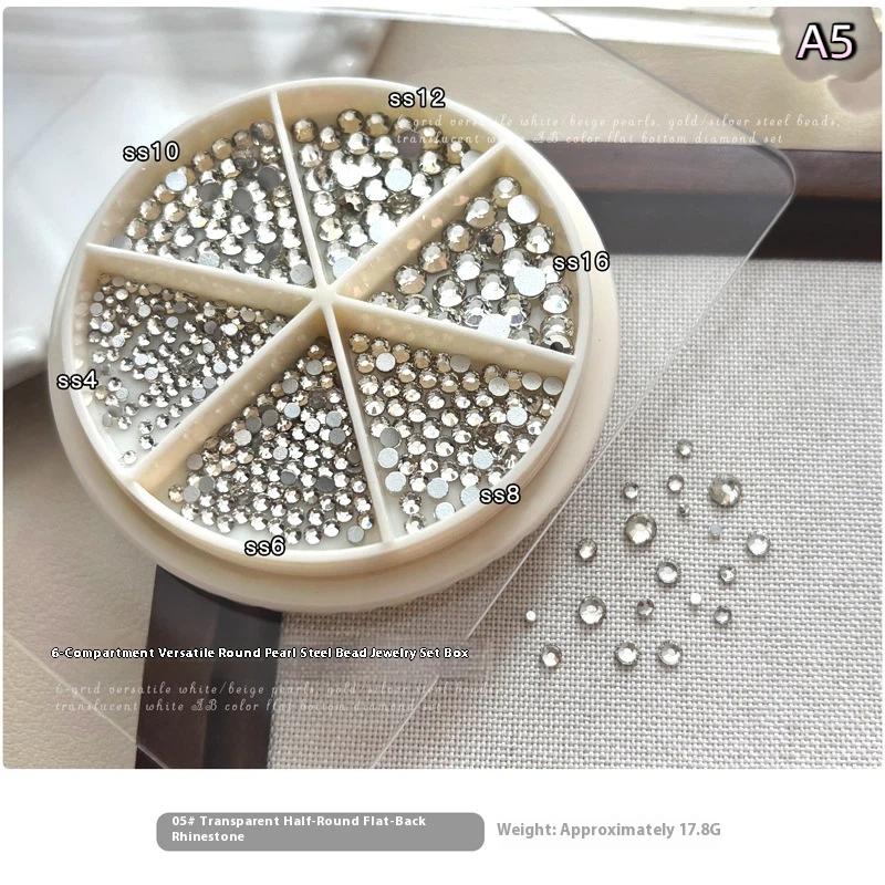 6 Ячеек Смесь Мини Жемчуг Маленькие Нержавеющая Сталь Икра Бусины Маникюр Стразы Декорации для Маникюра Серебро Золото Шарм Гель-Лак