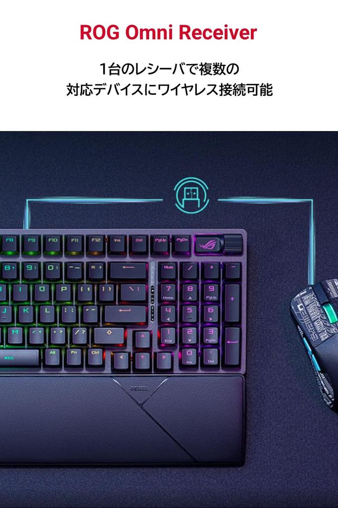 Asus Игровая клавиатура ROG Strix Scope II 96 Wireless для совместимой механической клавиатуры ROG NX Snow со смазкой, силиконовый угол, с тремя режимами