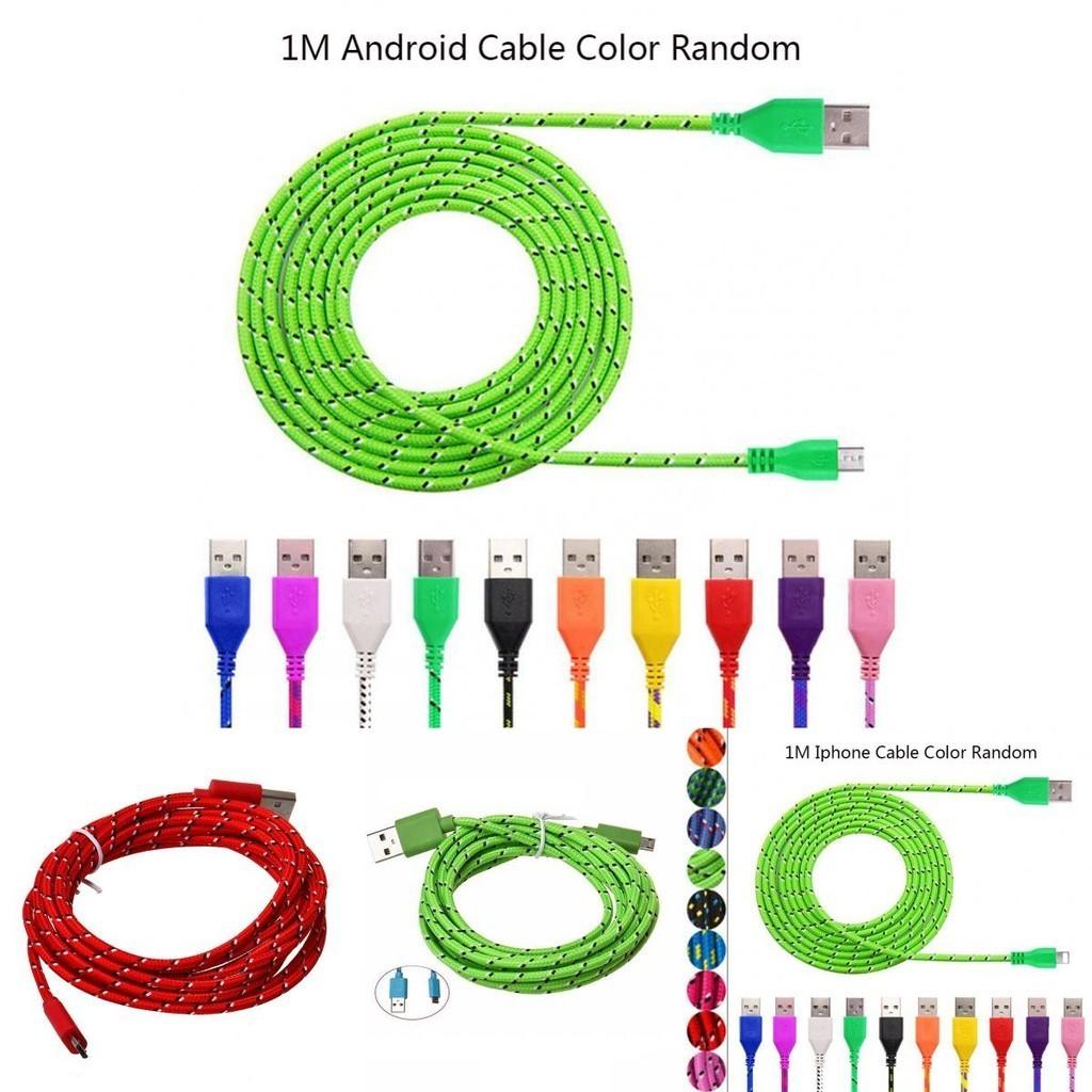 1м 2м 3м Нейлоновый плетеный Micro USB кабель-зарядка для Android iPhone телефона мобильного