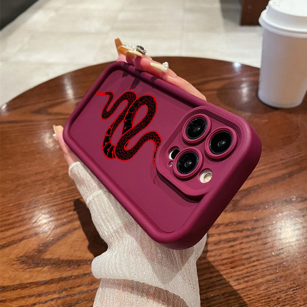 N73 Мягкие чехлы для телефонов с ангельскими глазками и рисунком в виде змеи черного золота для iPhone 15 14 12 11 Pro Max 13 mini 7 8 6S Plus XS Max XR SE противоударный чехол-бампер