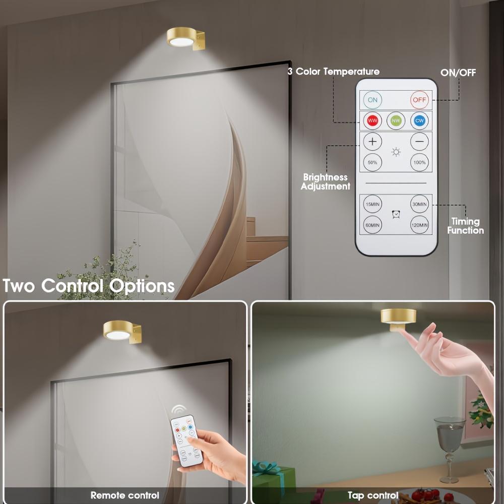1/2 шт. Настенный светильник для картин, Светодиодный светильник для картин с дистанционным управлением, Регулируемая трехцветная температура и Таймер для подсветки картин