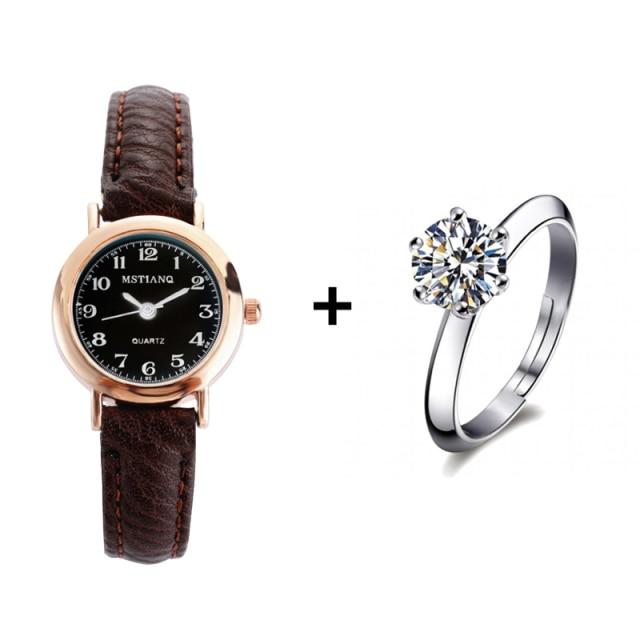 Часы женские простые классические винтажные женские часы с маленьким циферблатом кожаный ремешок кварцевые часы женские часы подарок