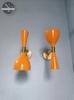 Orange Brass Diablo Wall Sconce Pair: 1950s Mid-Century Italian Lighting