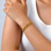 Women's Fashion Exquisite Zircon Handmade Round Chain Bracelet, 18K Gold-plated Stainless Steel Wristband, Luxury Jewelry Gift