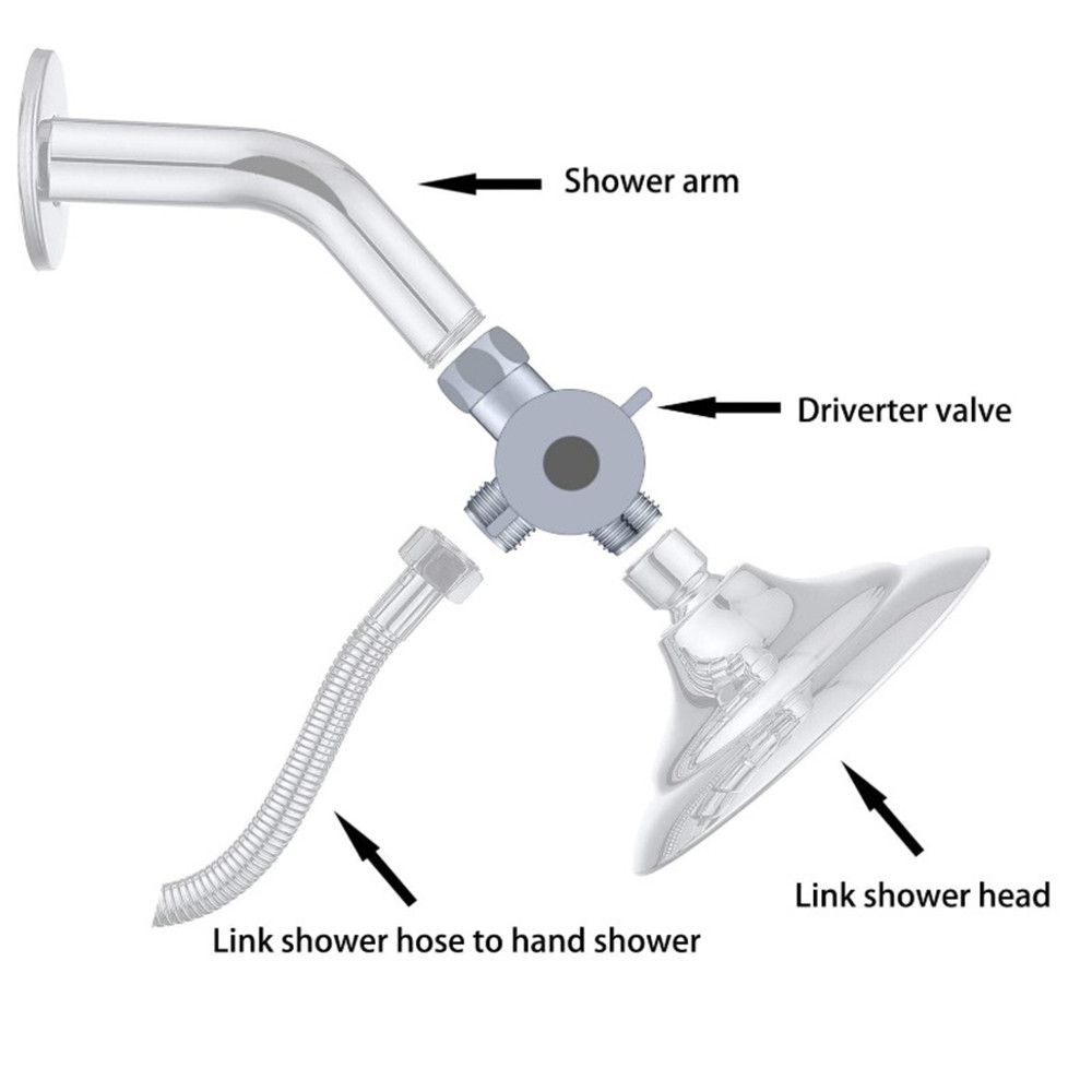 1/2 Inch Toilet Adjustable Arm Mounted T-adapter 3-Way Connector Shower Head Shunt Diverter Valve