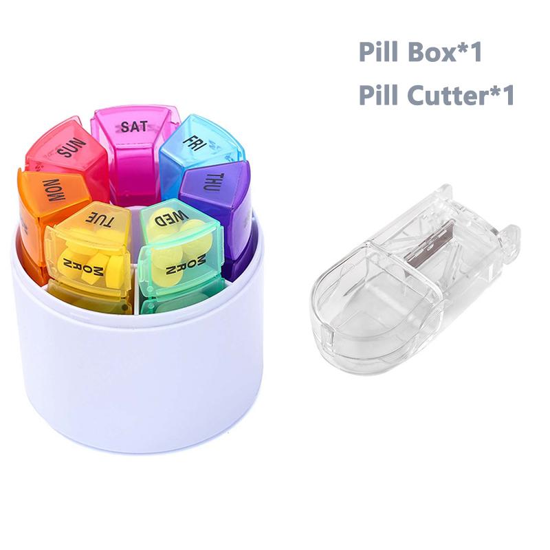 Uooker Pill Box 7 Day Pill Organizer Rainbow Portable Travel Pop Up Pill Dispenser Box Weekly Medicine Storage Box Container