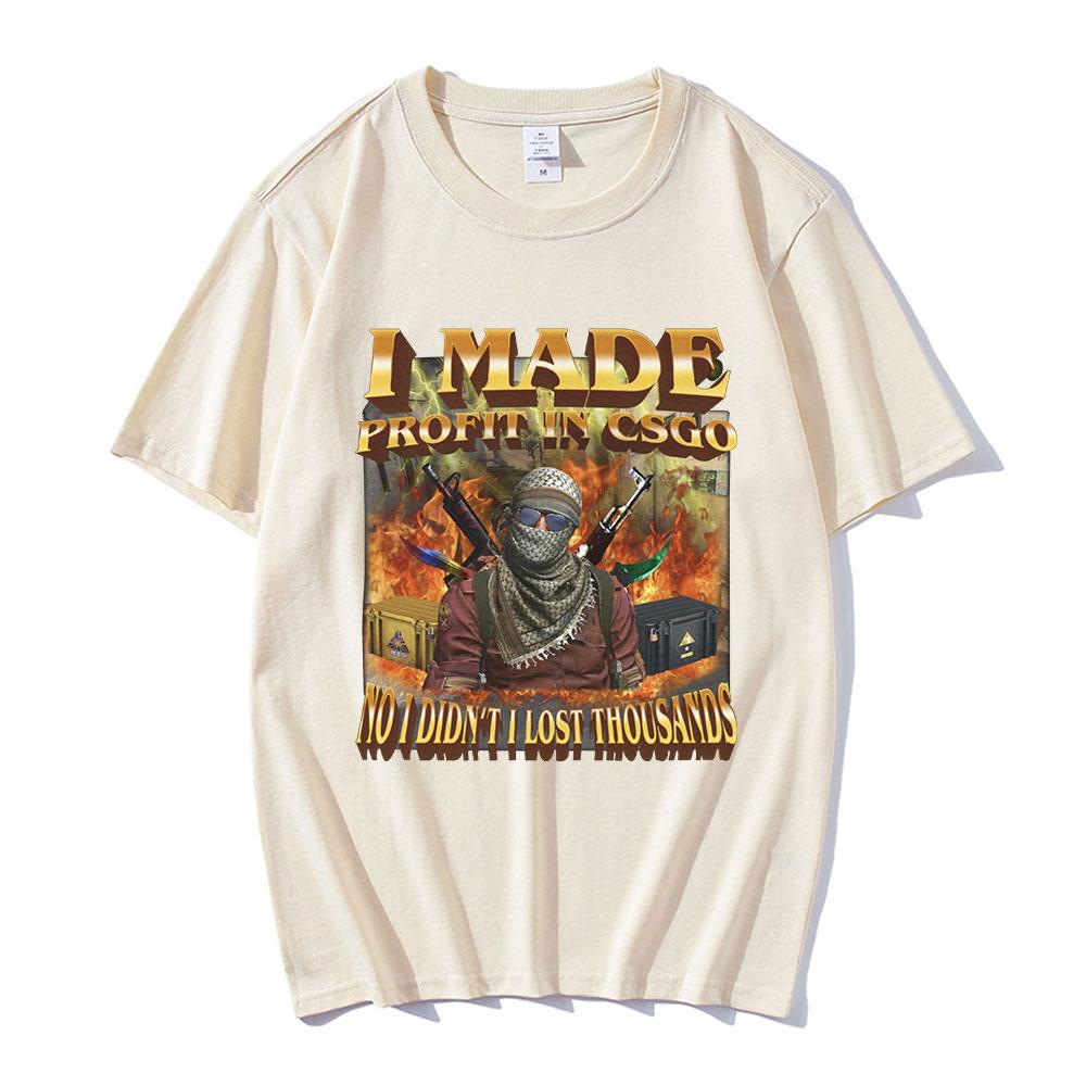 I Made Profit Meme Graphic TShirt Unisex Women Fashion Vintage Tshirts 100 Cotton Casual Oversized Tee Shirt Harajuku Streetwear