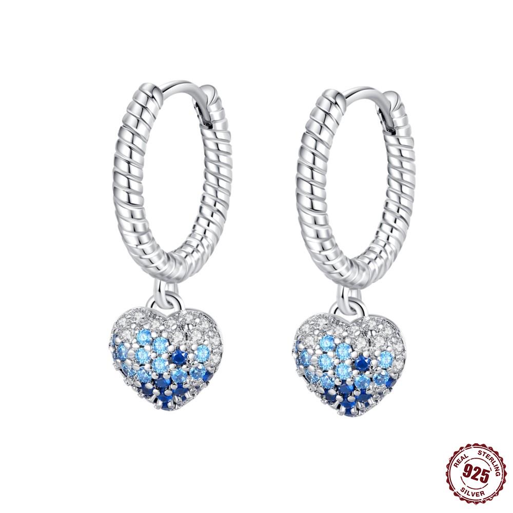 Серьги из серебра S925 Стиль Серия 'Сердце Любви' Женские Серьги-Кольца Праздничные Свадебные Изящные Украшения для Девочек Подарки