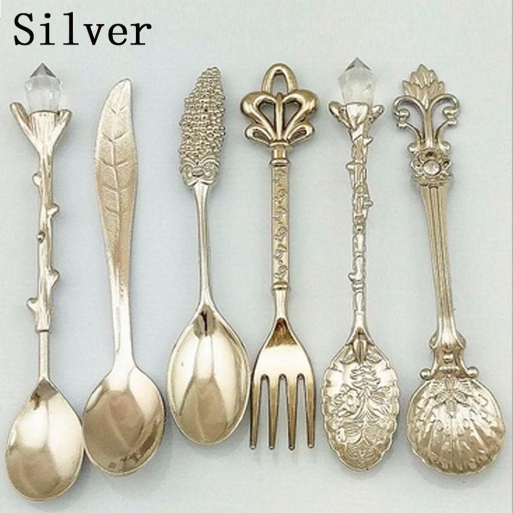 6Pcs Retro Coffee Spoons Fork Tableware