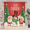 2 Pieces of Santa Claus Christmas Tree Printing Curtain - Polyester Material - Suitable for Bedroom Living Room Study Room Priva