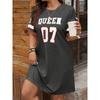 Summer New Women's Queen No.07 Graphic Printed Short Sleeved T-shirt Girls Dress Sports Casual Jersey Y2K Loose Maternity Dress