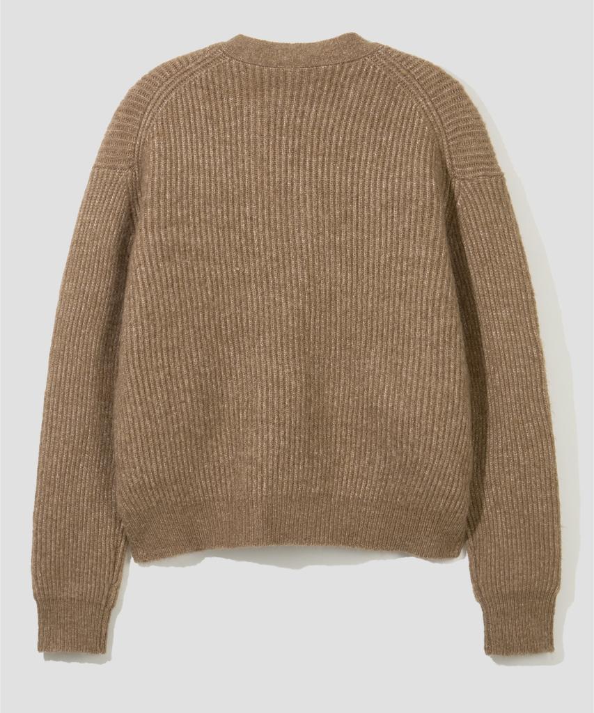 AGOD Hairy Ribbed Knit Cardigan [Camel]