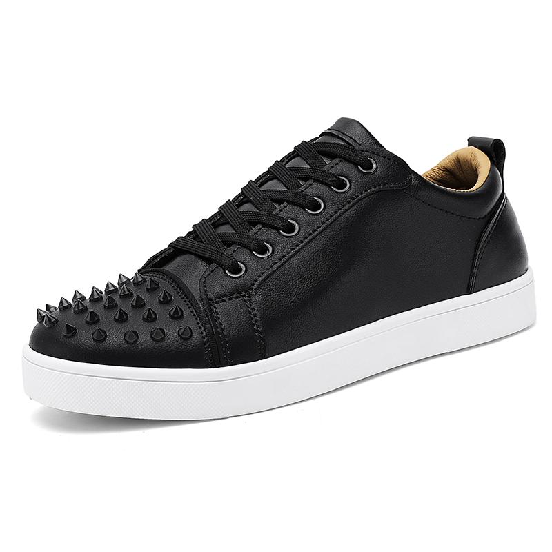 Fashion Fashion Rivet Shoes Men Street White Low-cut Casual Sneakers Man Trendy Leather Outdoor Men's Skateboard Shoes Tenis Masculino