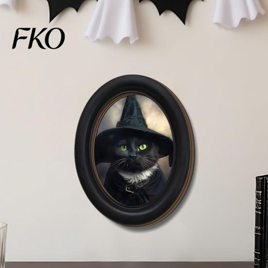 Cute Ghost Painting Halloween Wall Decor, Table Sign, Vintage Oval Framed Non-marking Art Picture, Decorative for Mantel Living Room Bedroom