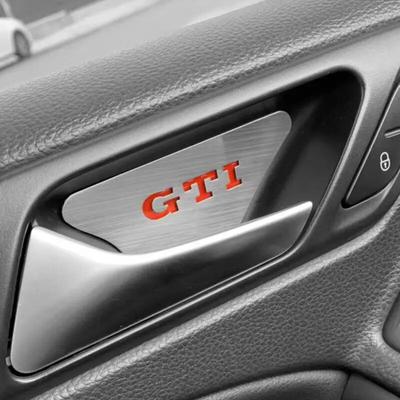 Подходит для Golf6 MK6 MK7 GTI Rline CC, дверная ручка автомобиля, внутренние наклейки с логотипом автомобиля, дверная ручка из нержавеющей стали