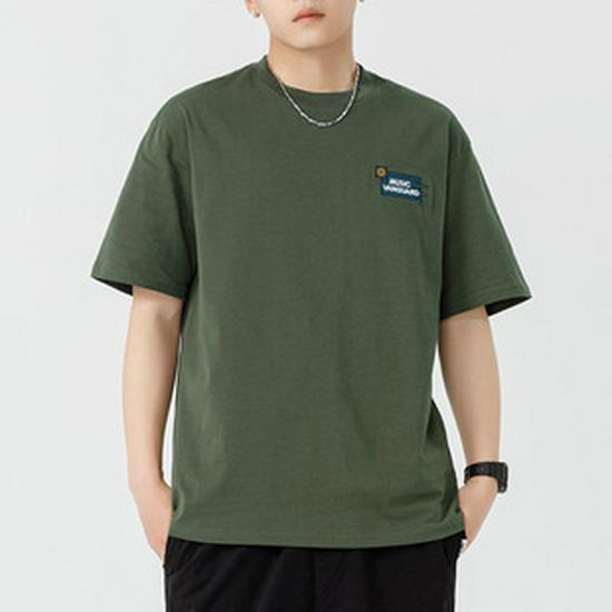 Мужская футболка свободного кроя, минималистичная, с круглым вырезом, однотонная, летняя, с коротким рукавом