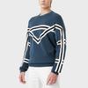 Emporio Armani Свитер мужской вязаный с полосками Color Block, хлопковый, с круглым вырезом, длинный рукав, синий 3L1MTD-1MDCZ-0948
