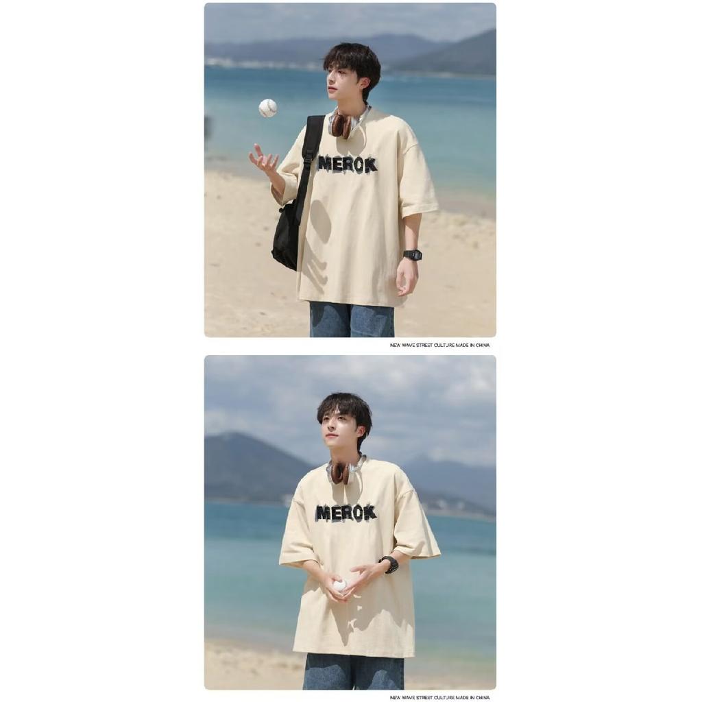 Новая летняя футболка с короткими рукавами для мужчин, тренд в корейском стиле, простой топ с короткими рукавами, свободная повседневная брендовая футболка в гонконгском стиле