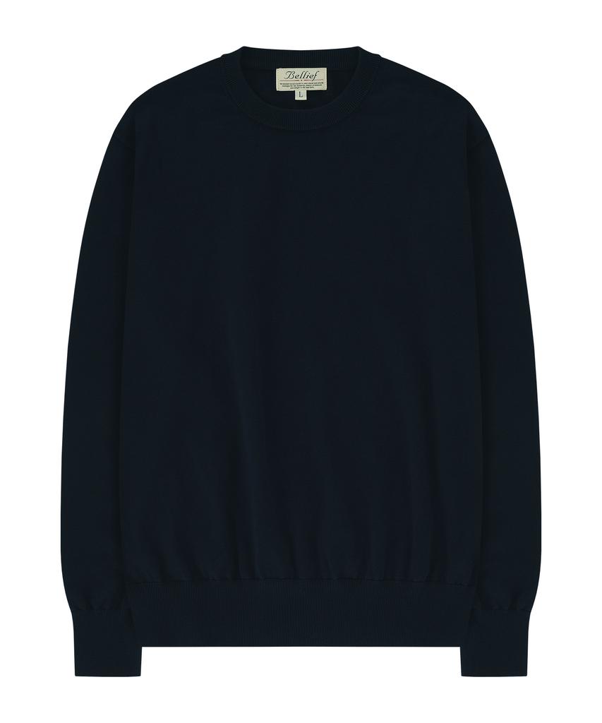 BELLIEF Essential Crew Neck Knit (Dark Navy)