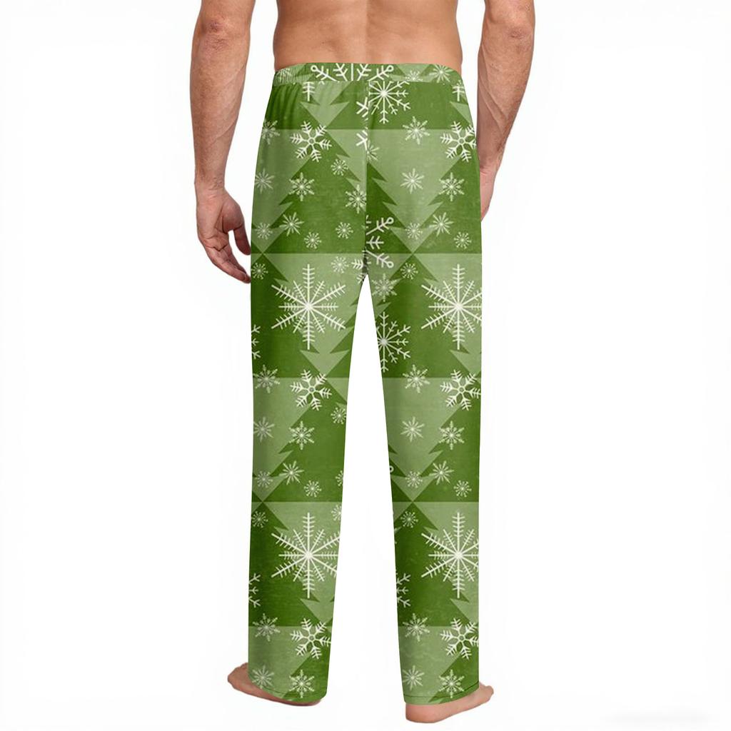 Мужские удобные повседневные брюки с рождественским принтом и карманом, домашние брюки для сна