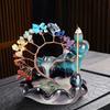 Waterfall Incense Burner Faux Crystal Stone Lucky Tree Resin Ornament Handicraft Incense Cone Holder for Room Home Zen Decoration Meditation