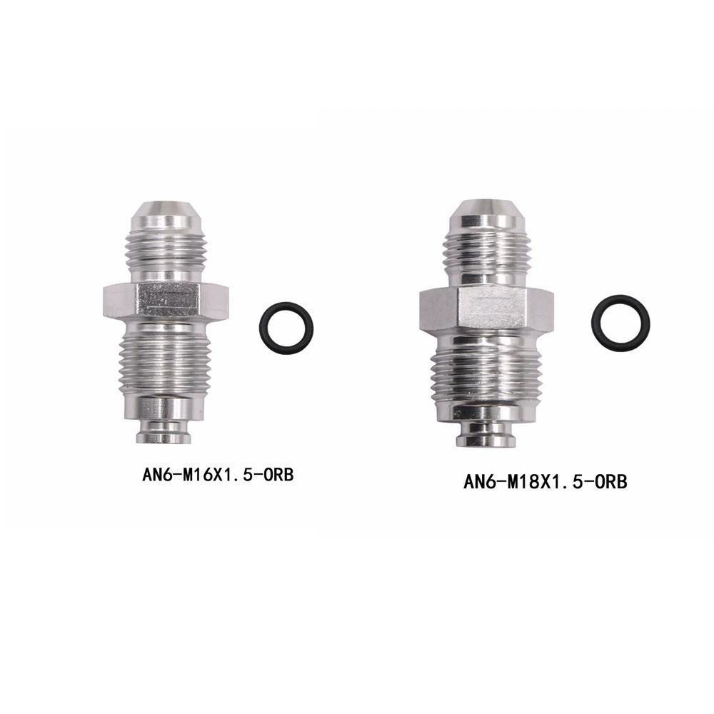 2Pcs 6AN Power Steering Fitting Adapter Kit M16x1.5 M18x1.5 O Ring To AN6 Hose For Car Truck Engine Upgrade Silver Black