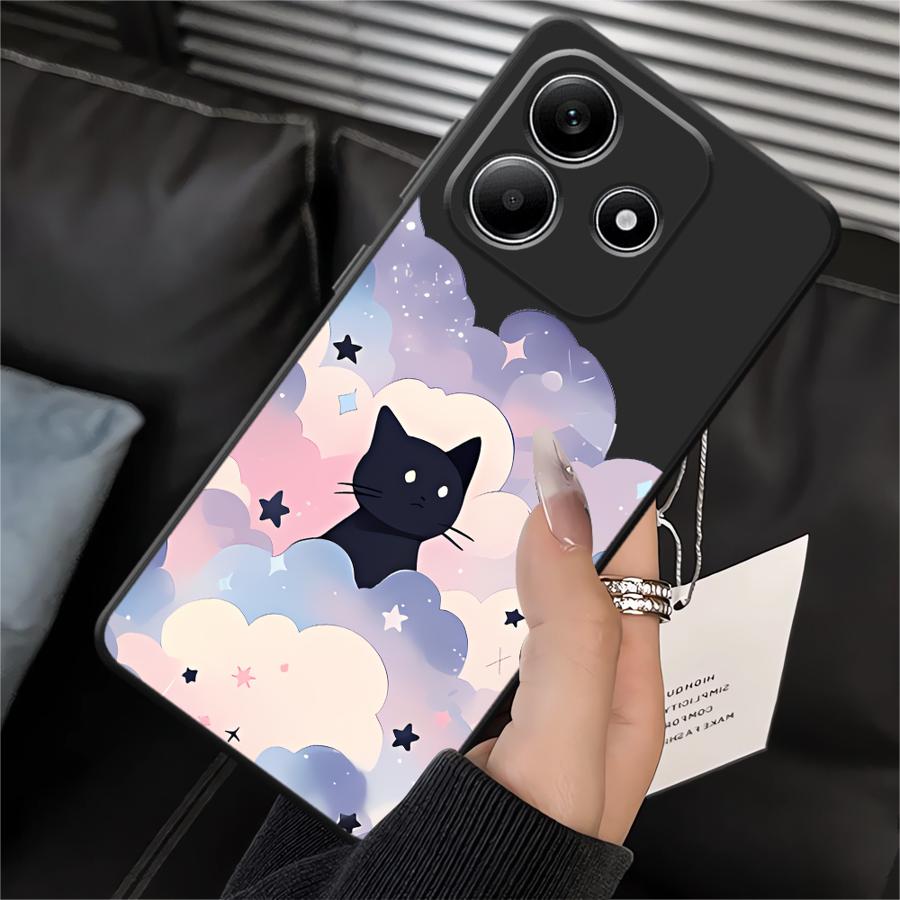 Чехол для телефона для Xiaomi Redmi Note 14 9 8 7 13 Pro Plus K40 K80 12 11 Pro 12C 13C 10 11S 14C 12S A4 A5 A1 A2 A3 Черный Кот