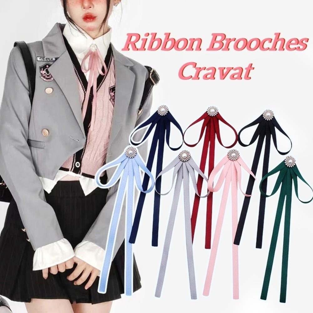Броши-ленты из искусственного жемчуга, стразы, винтажный галстук-бант JK, аксессуар для рубашки