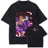 Anime Demon Slayer Tokitou Muichirou Graphic Washed Tee Men Casual Loose Tshirts Manga Cotton T Shirt Harajuku Male T-shirt